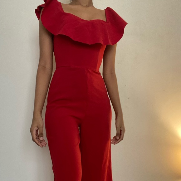 H&M Red jumpsuit corseted with lined boning - Picture 4 of 5